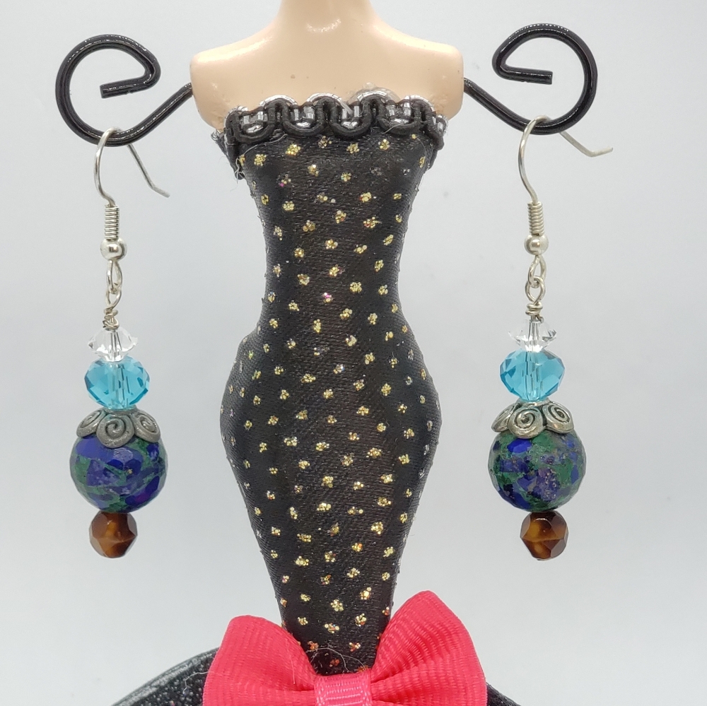 Blue Cryatal and Stone Earrings